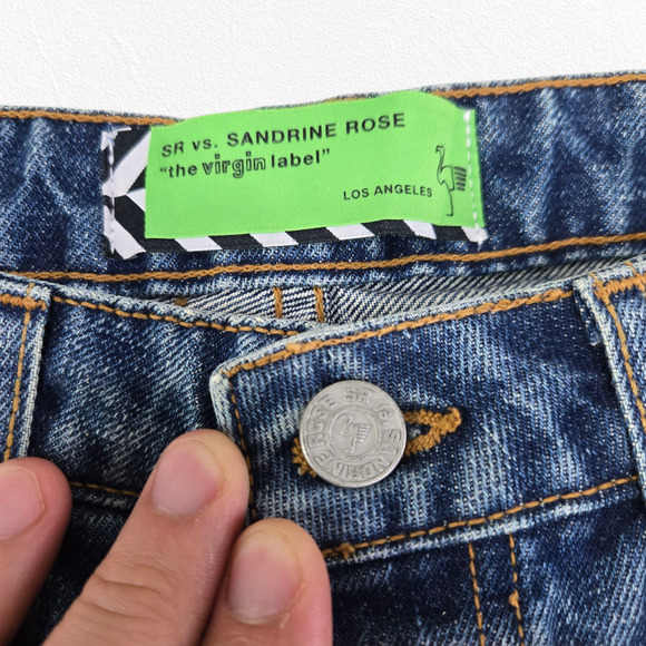 Sandrine Rose Indigo Blue High Rise Ankle Distressed Straight Leg Jeans Size 27 - Picture 4 of 11